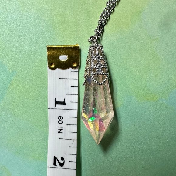 Handmade Holographic Pink Resin "crystal" Necklace - Picture 5 of 6